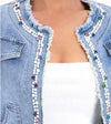 Frayed Edge pearl and crystal Denim jacket