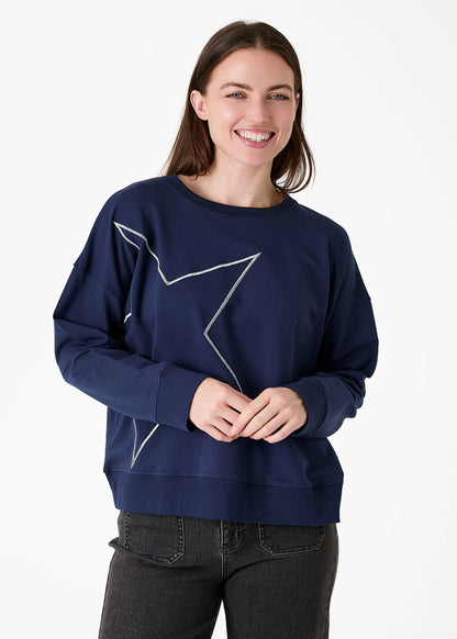 Dreams London AA0570 Star Embroidery Crew Neck Sweatshirt