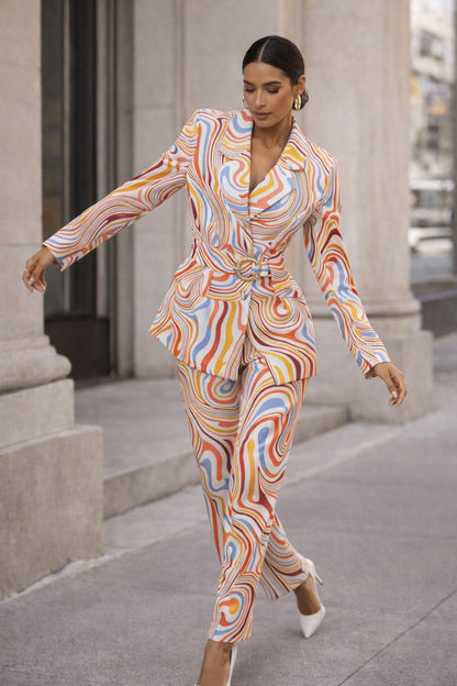 F&P 896012 Multicolour trouser suit. Two piece.