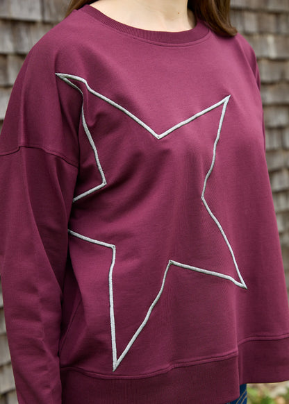 Dreams London AA0570 Star Embroidery Crew Neck Sweatshirt