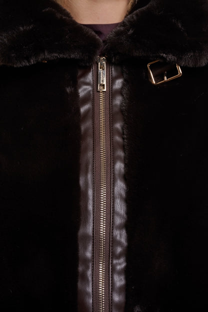 LAMBRA SHORT FAUX FUR JACKET -PLEATED