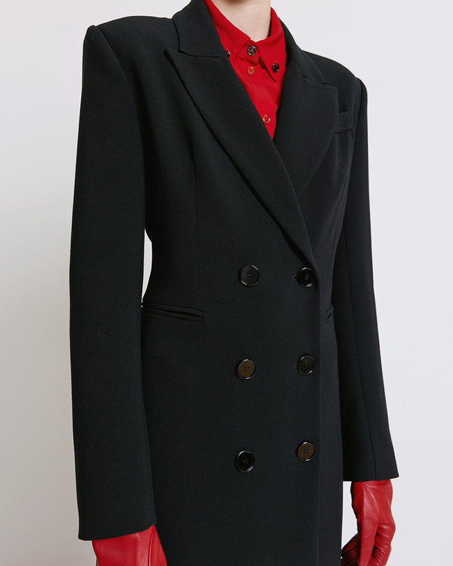 ACCESS FASHION Long Coat with padded shoulders