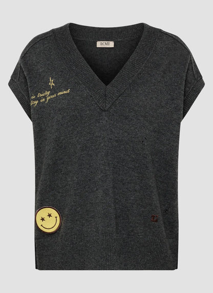 LCMT 623620 knitted tank with patches