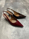 Slingback kitten heel. Wine