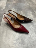 Slingback kitten heel. Wine