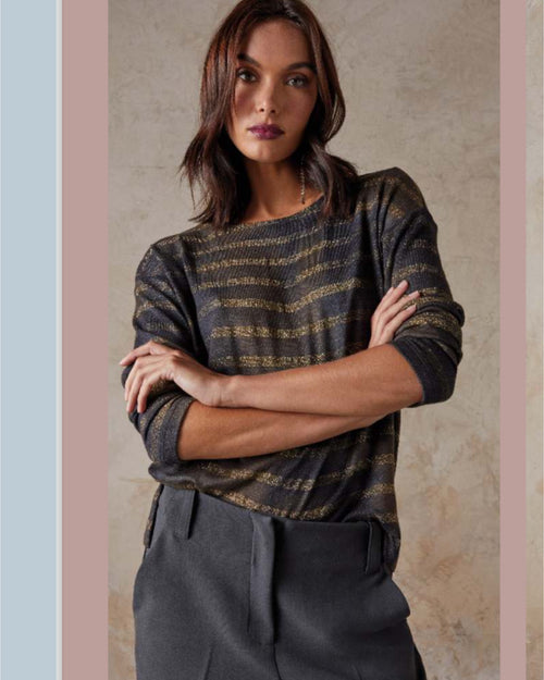 PAZ TORRAS Metallic stripped jumper 964