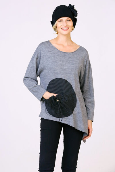 BIZE Pleat Pocket Jumper Grey 043