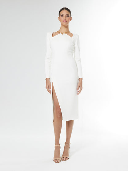 Carla Ruiz White dress with chain detail 51031