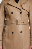 Rino & Pelle  IRENE DOUBLE BREASTED LEATHER TRENCHCOAT-Brew