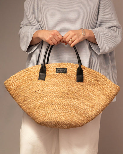 CHALK BROMLEY JUTE BAG. Natural/black