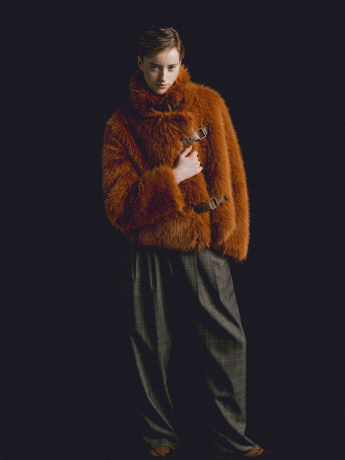 MOLLIOLLI ROY Signature Long Hair Faux Fur Toggle Jacket