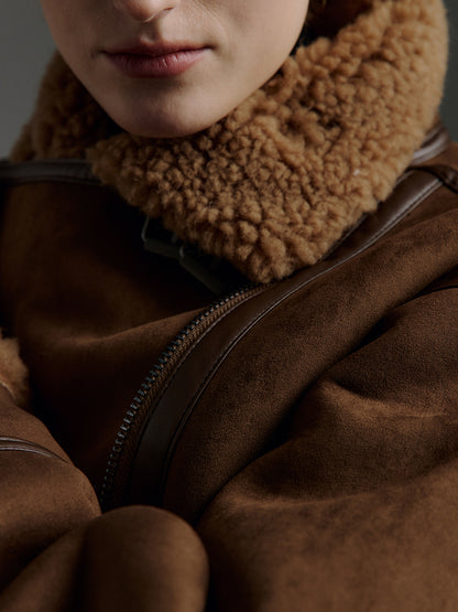 MOLLIOLLI VELIN Reversible Faux Suede Shearling Jacket