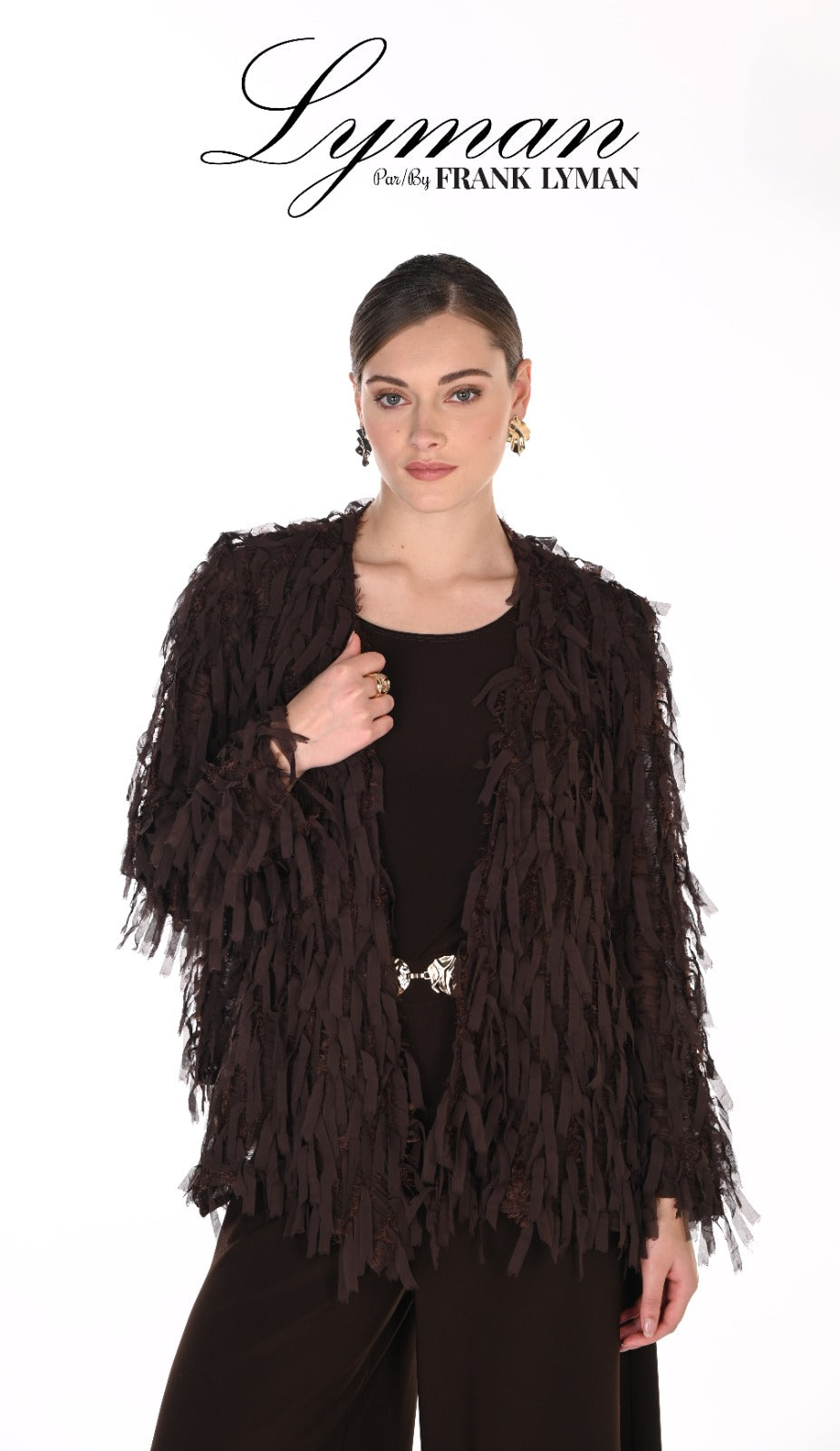 Frank Lyman 269282 Woven jacket. Mocha