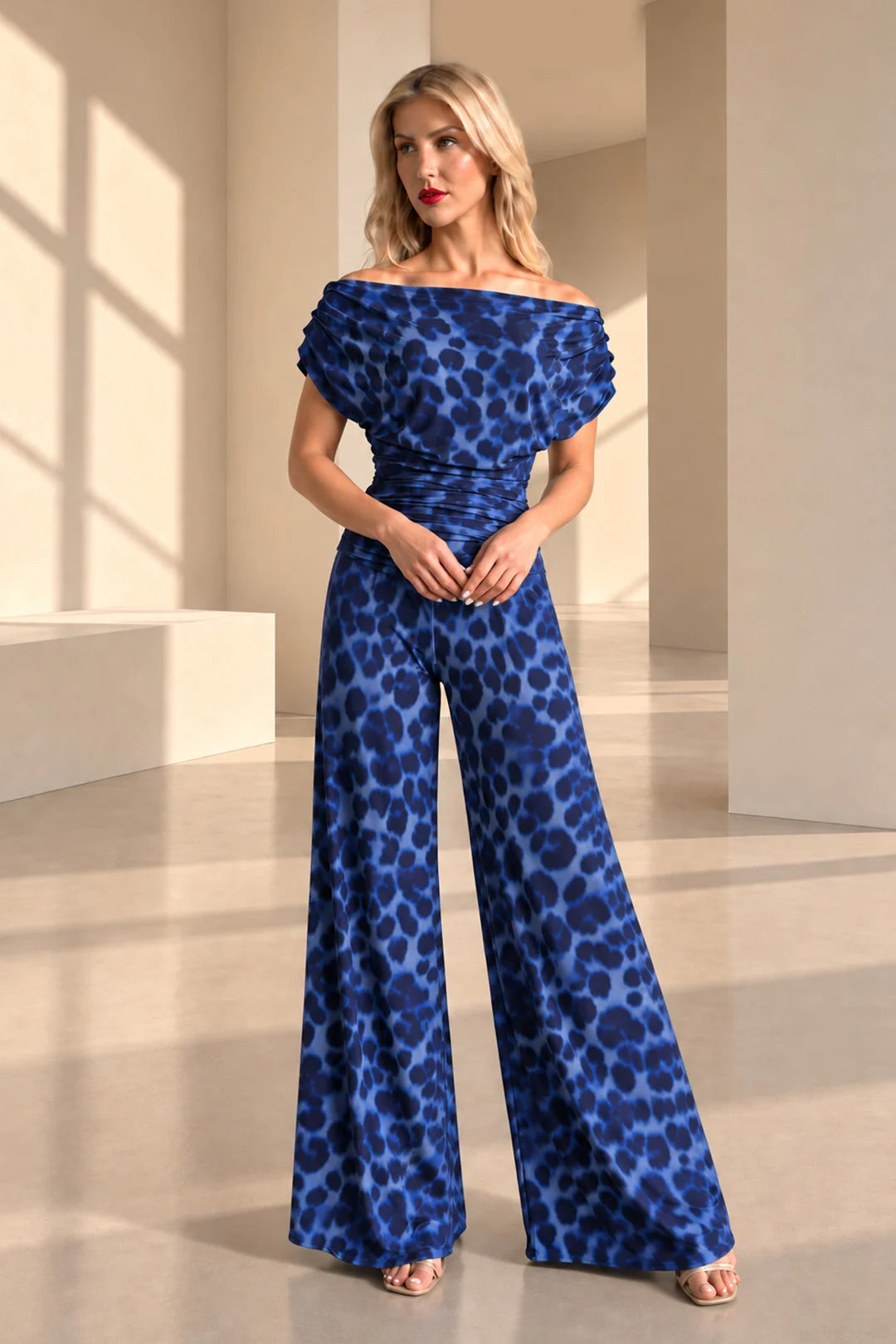 ATOM LABEL CARBON JUMPSUIT IN ALL OVER NAVY LEOPARD PRINT