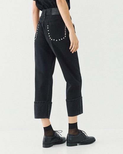 Access Fashion 5301 Black denim turn ups