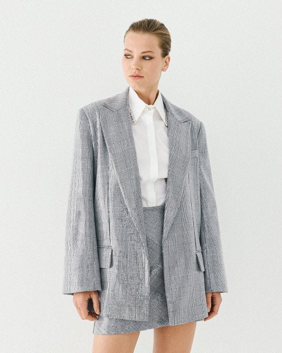 Access Fashion 1088 Plaid blazer with sequins