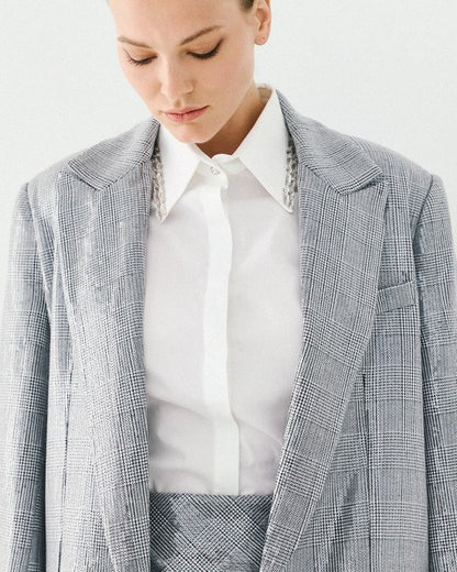 Access Fashion 1088 Plaid blazer with sequins