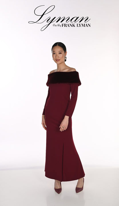 Frank Lyman 269185 Knit dress with faux fur embellishments
