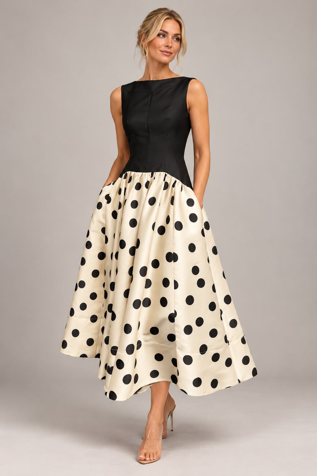 Carla Ruiz polka dot  block dress