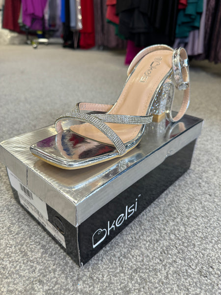 Kelsi S206 Silver Block Heel