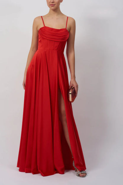 MASCARA MC12314 Satin Corset Dress Red