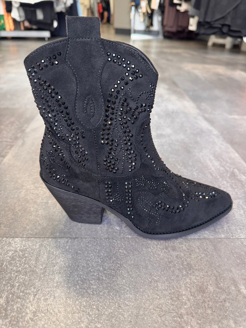 Krystal black diamanté cowboy boot