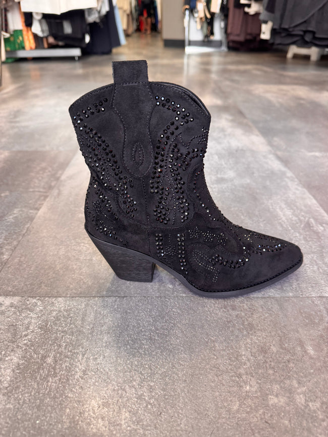 Krystal black diamanté cowboy boot