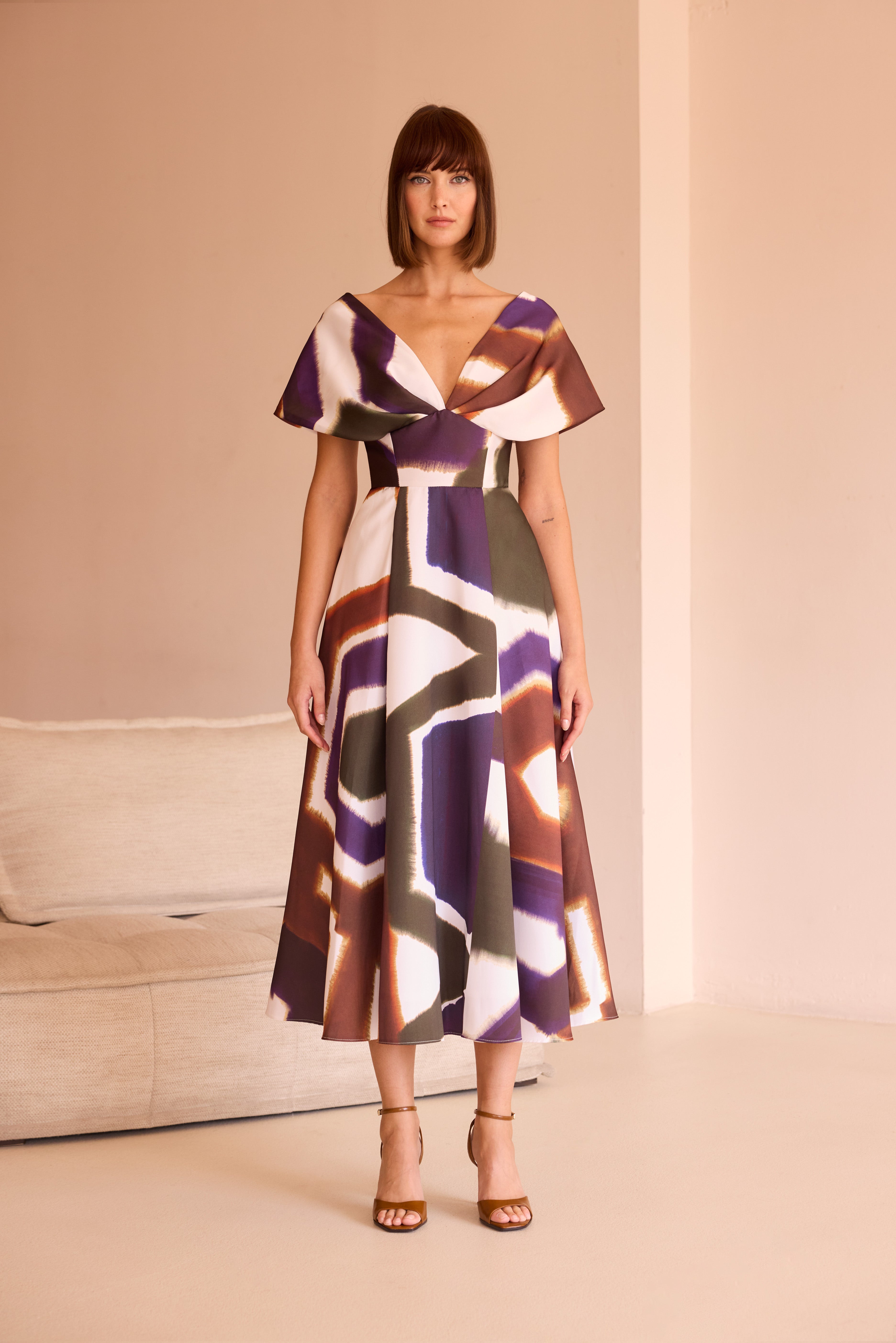 Carla Ruiz 52542 Midi Flounced dress  Brown