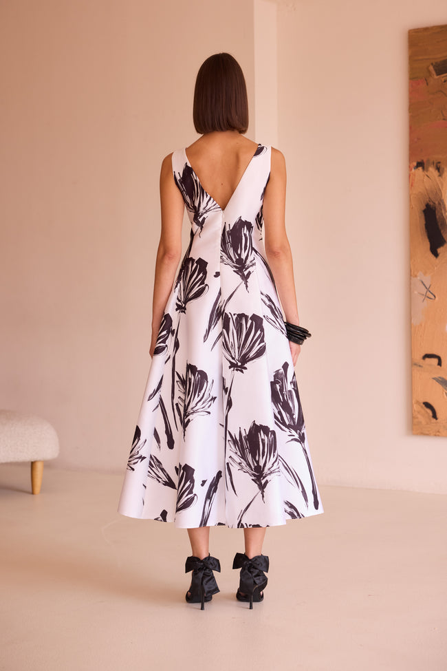 Carla Ruiz Mikado Dress White/Black