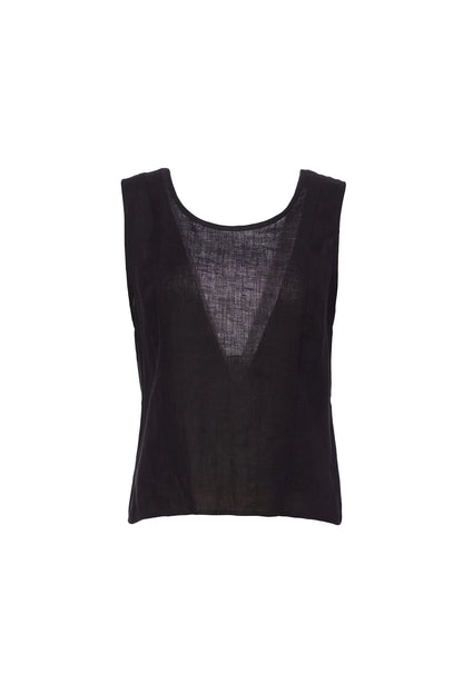 NAYA  NAS24372  black linen top cut away back