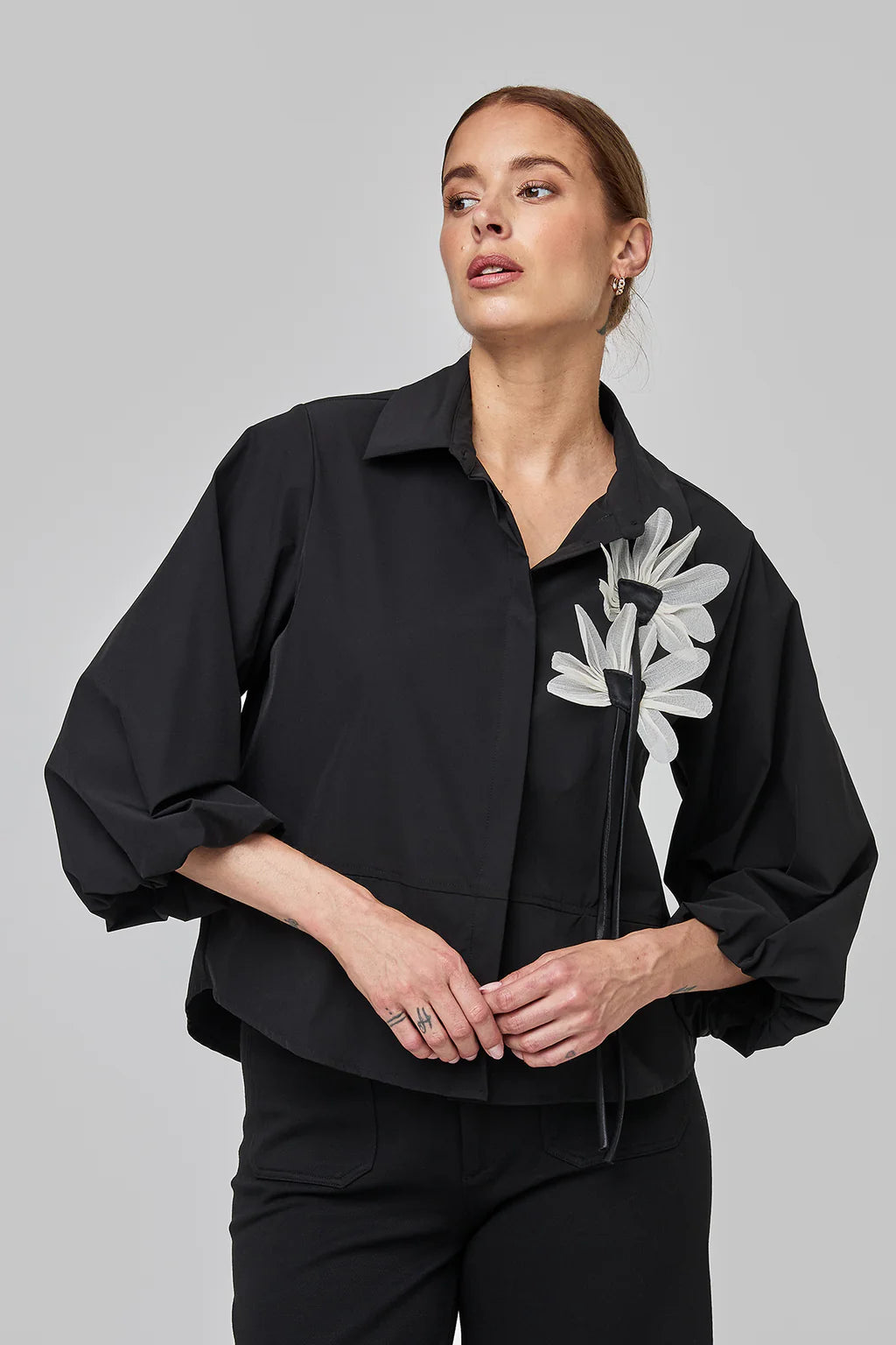 UCHUU  CF25-606  Floral yoke shirt