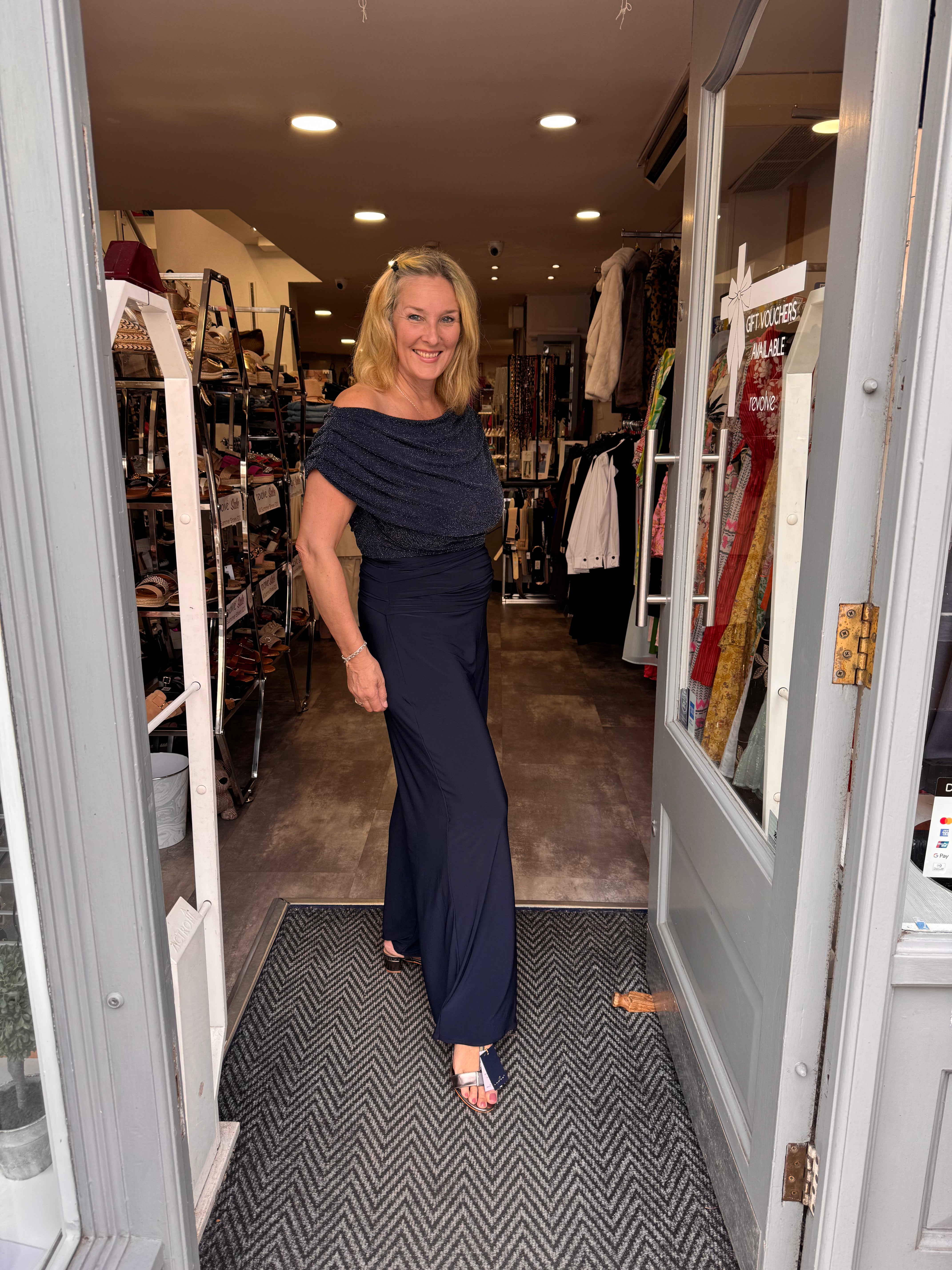 ATOM LABEL carbon jumpsuit navy & silver sparkle