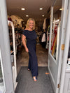 ATOM LABEL carbon jumpsuit navy & silver sparkle