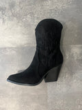 Bellucci Black Faux Suede Short Cowboy Boot