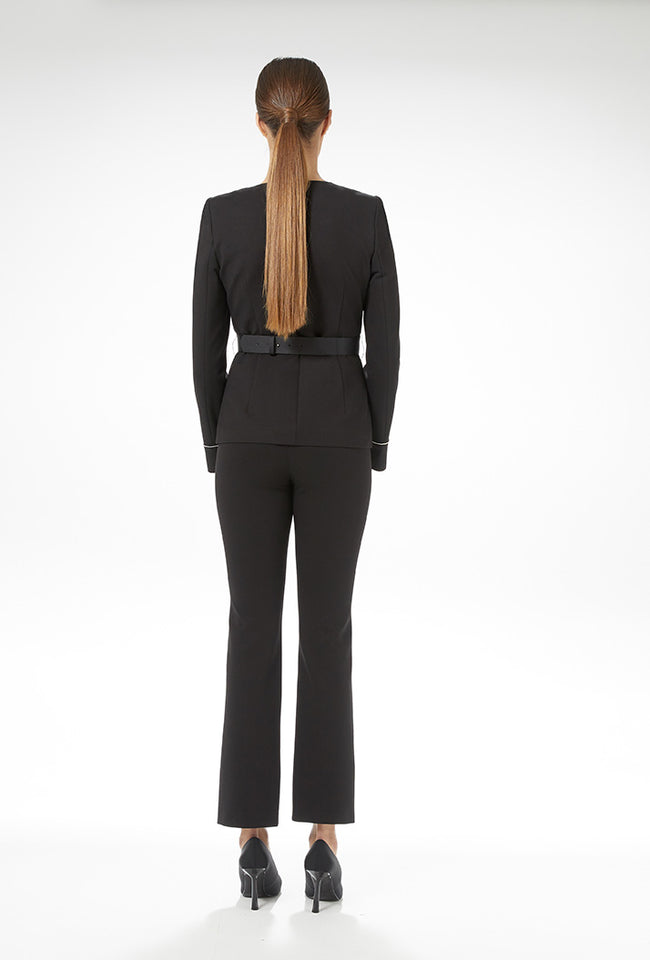 Carla Ruiz 50025 50026 trouser suit black  diamanté trim and belt