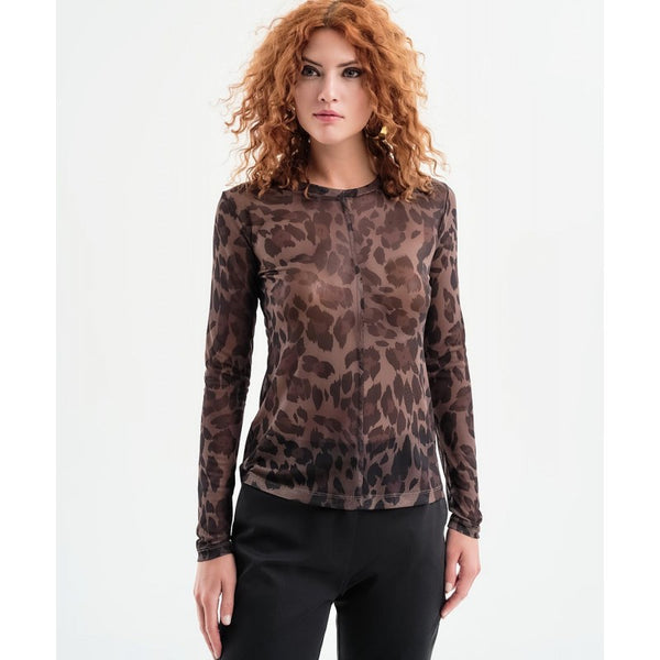 Access Fashion 2169 Leopard print Mesh Top