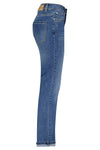 Red button Kate turn up blue denim