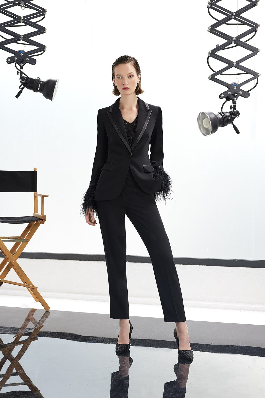 Carla Ruiz 50033  feather sleeve jacket
