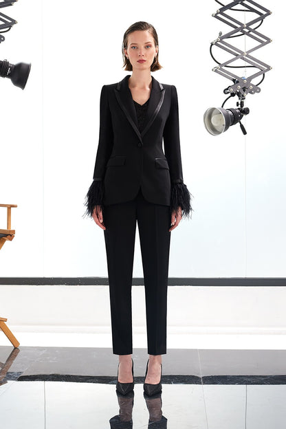 Carla Ruiz 50033  feather sleeve jacket