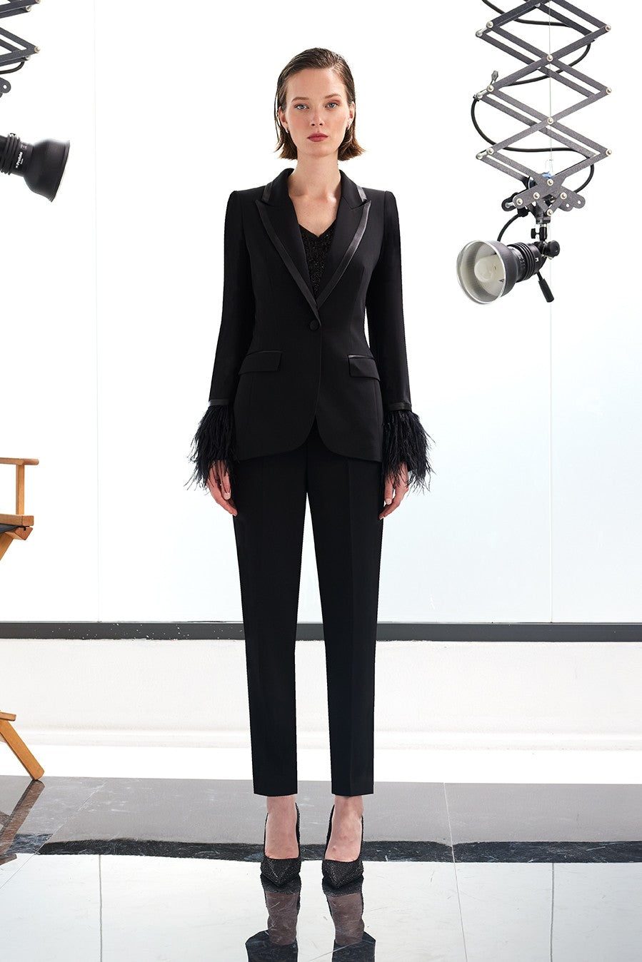 Carla Ruiz 50033  feather sleeve jacket