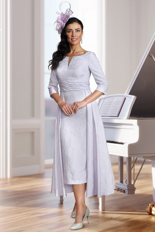 Veromia sleeved violet jacquard dress VO2923