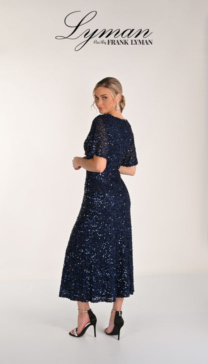 Frank lyman sequin navy dress