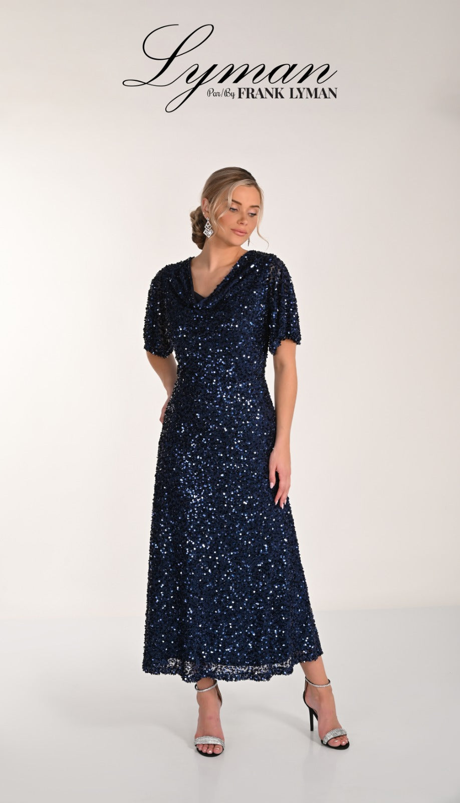 Frank lyman sequin navy dress