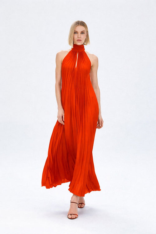 Access Fashion 3316 pleated Halter neck dress RED