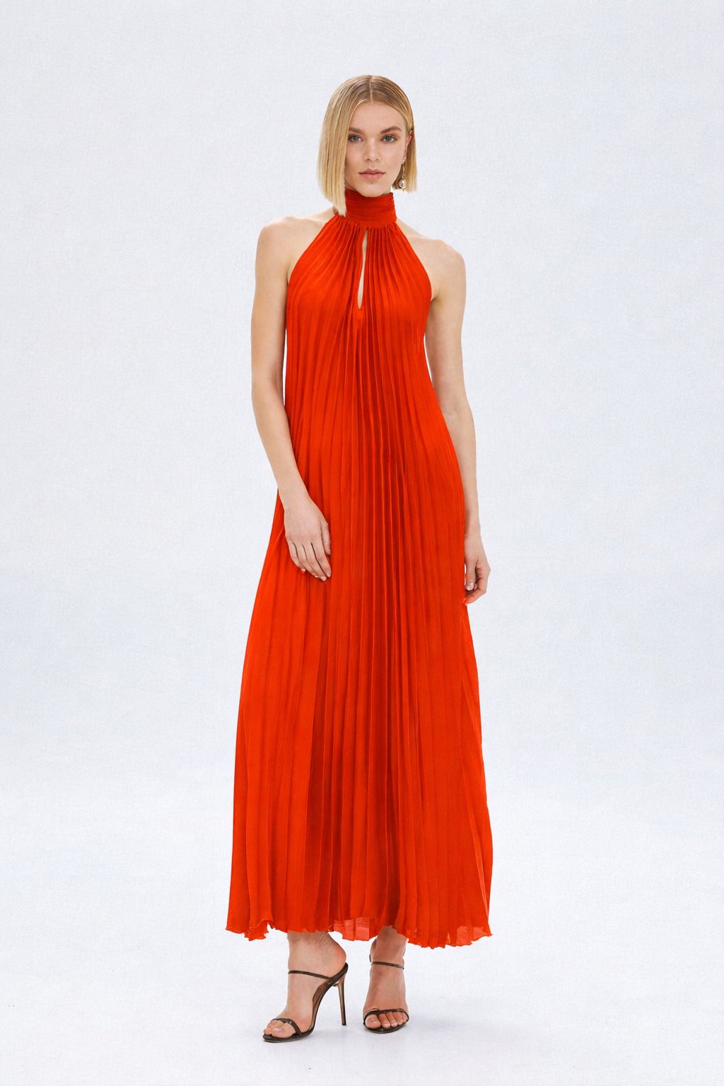 Access Fashion 3316 pleated Halter neck dress RED