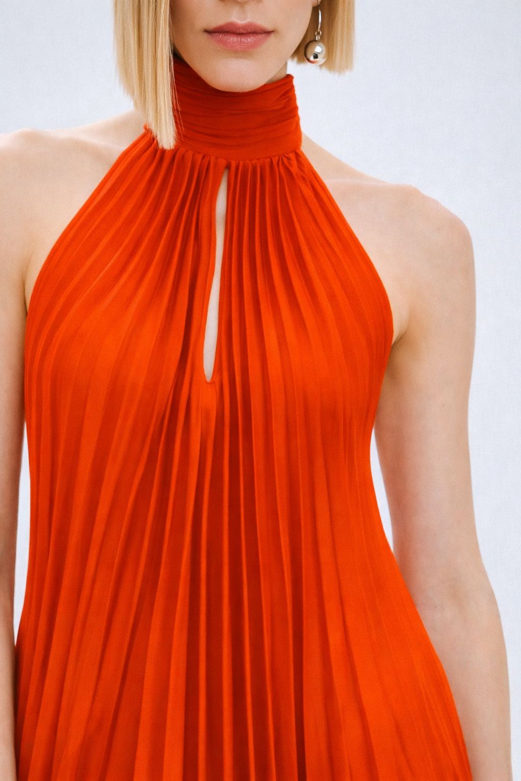 Access Fashion 3316 pleated Halter neck dress RED