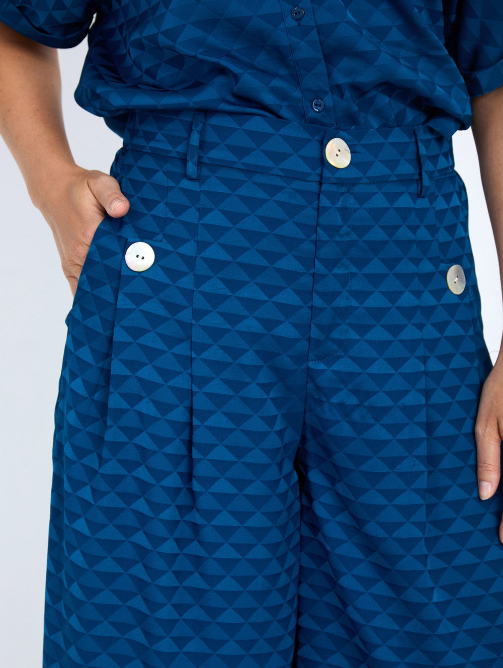 Skatie Geometric jacquard Trousers - Navy