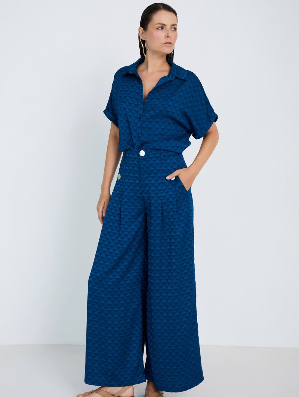 Skatie Geometric jacquard Trousers - Navy