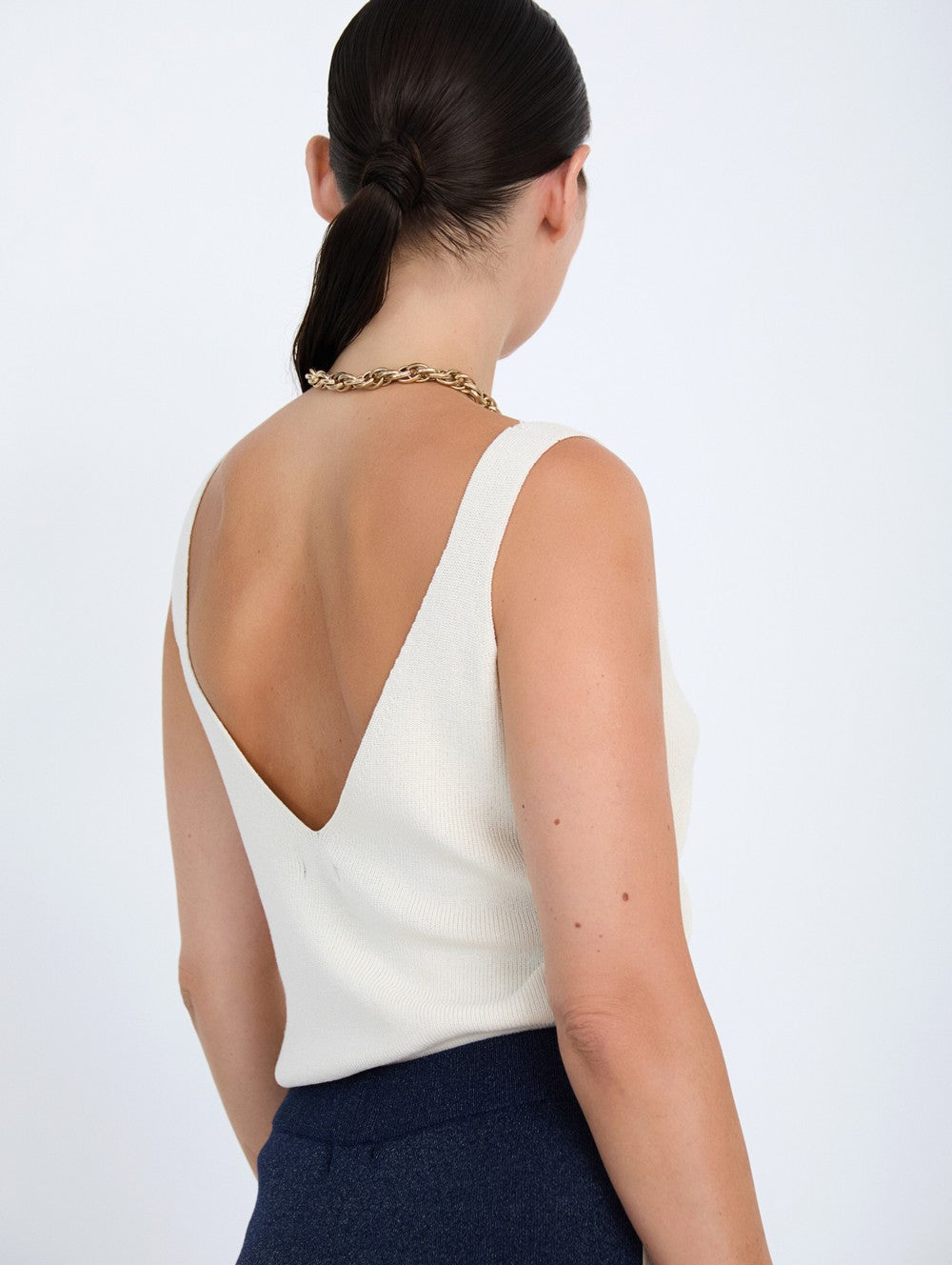 Skatie metallic knit top - white