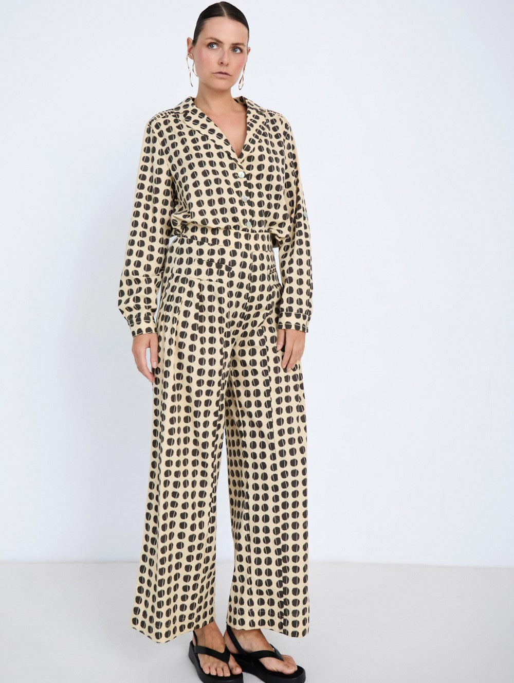Skatie Polka Dot palazzo trouser - Black